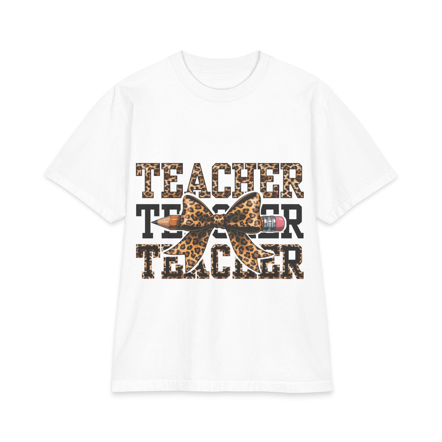 Teacher Leopard Bow T‑Shirt