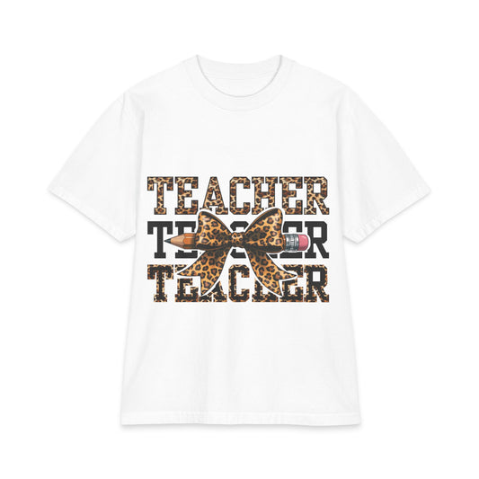 Teacher Leopard Bow T‑Shirt