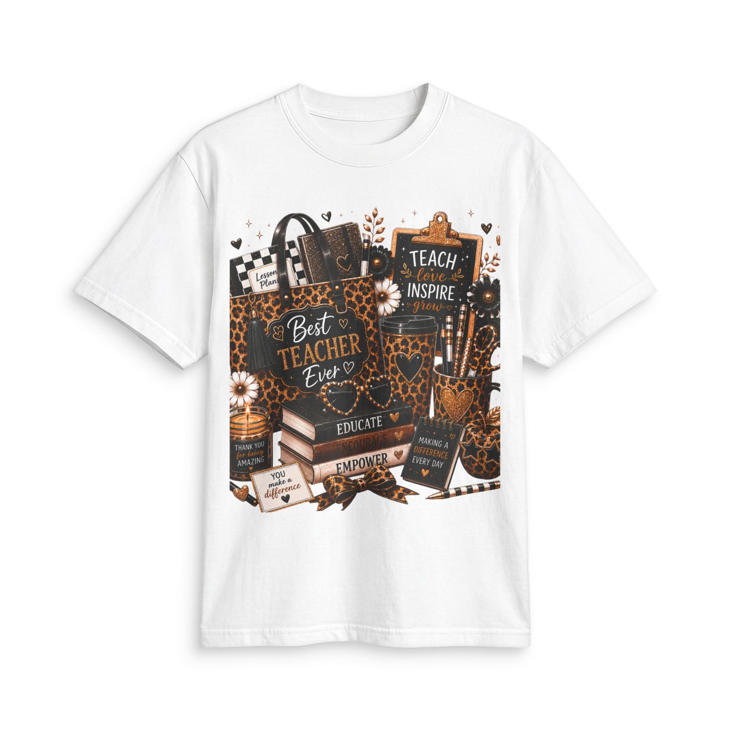 Best Teacher Ever Leopard Print T‑Shirt — Teach Inspire Educate Appreciation Gift