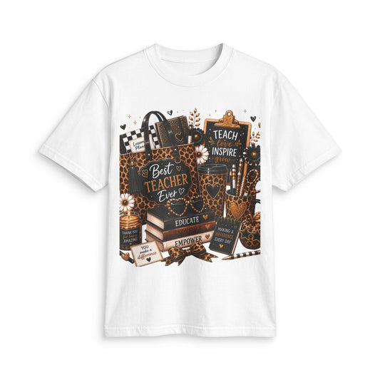 Best Teacher Ever Leopard Print T‑Shirt — Teach Inspire Educate Appreciation Gift