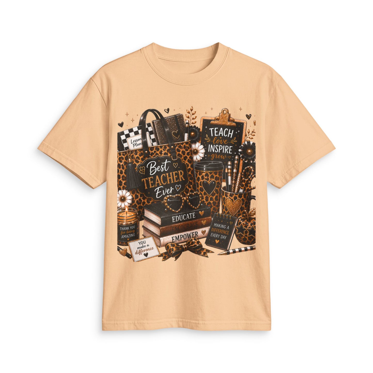 Best Teacher Ever Leopard Print T‑Shirt — Teach Inspire Educate Appreciation Gift