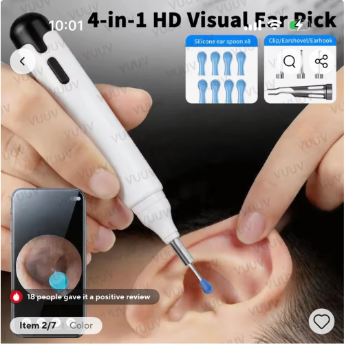 Smart Visual Ear Cleaner HD Ear Sticks Otoscope USB C Charging Endoscope Wax Removal Tool Earpick Mini Camera