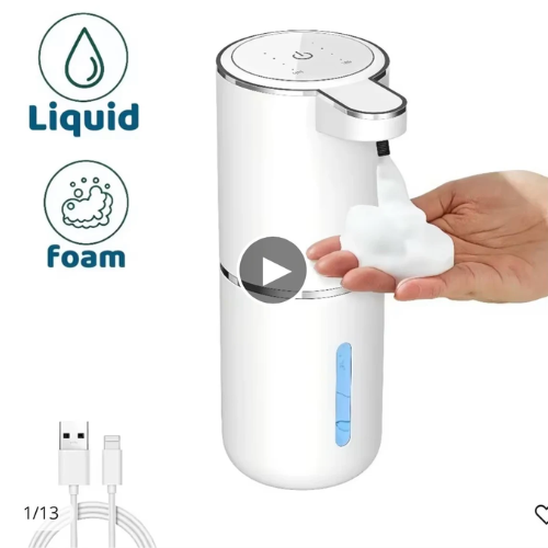 Automatic Liquid/Foma Soap Dispenser, Touchless Electric Dispenser, USB Rechargeable with Infrared Sensor